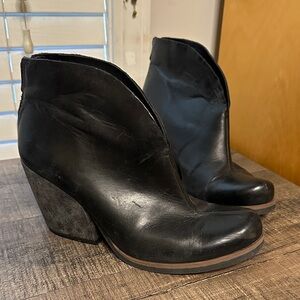 Kork-Ease Black Leather Ankle Booties